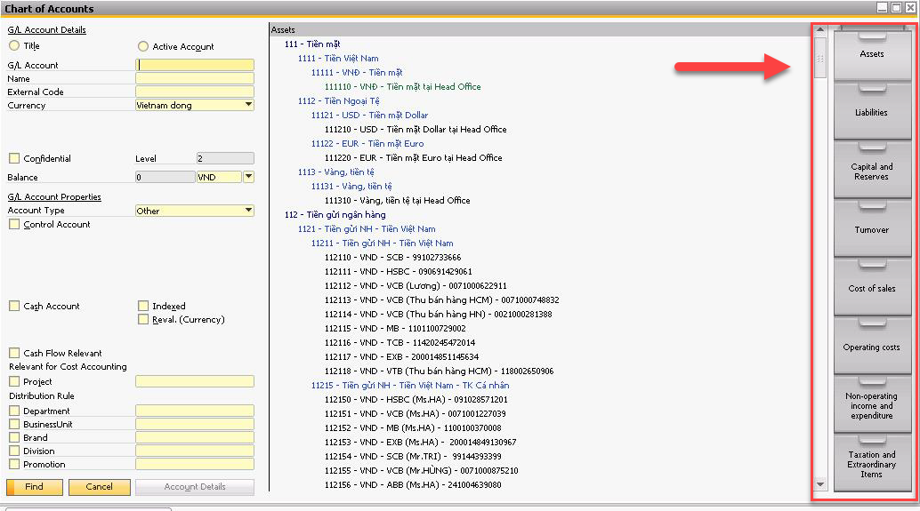 List Of Chart Of Accounts In Sap